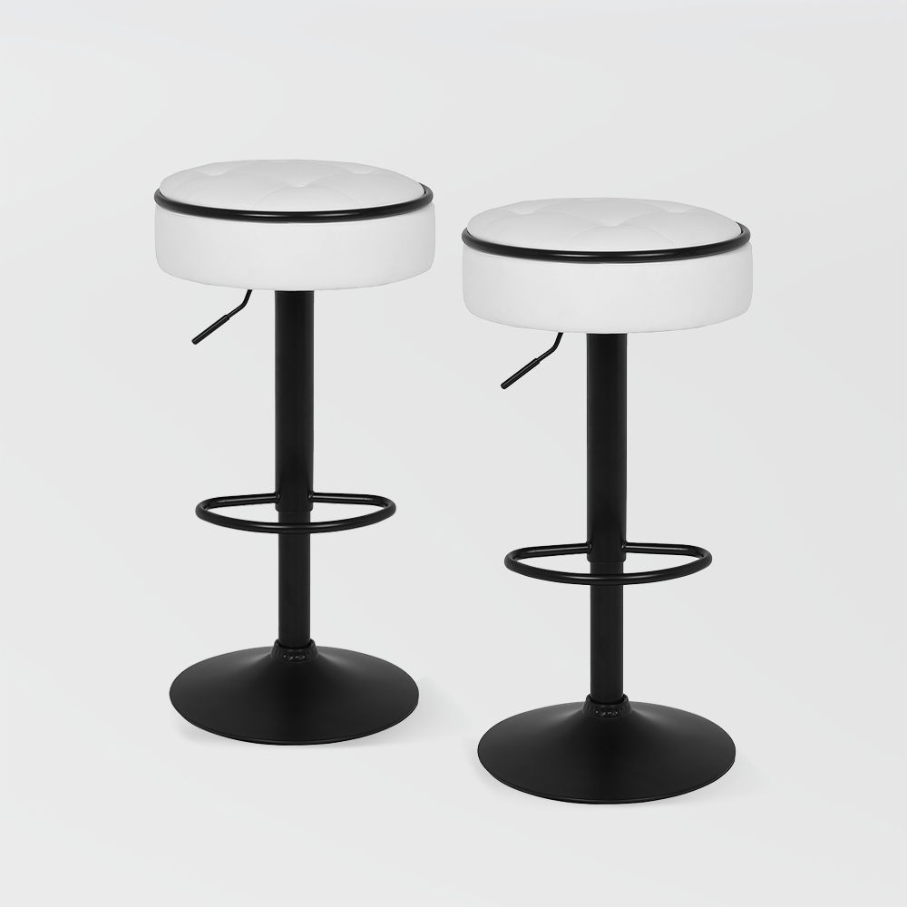 Rotate White PU Leather Bar Stools