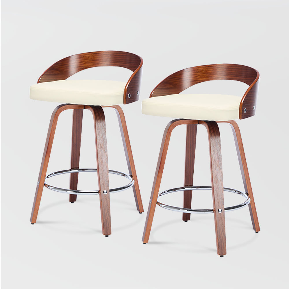 Rotate Beige PU Leather Bar Stools
