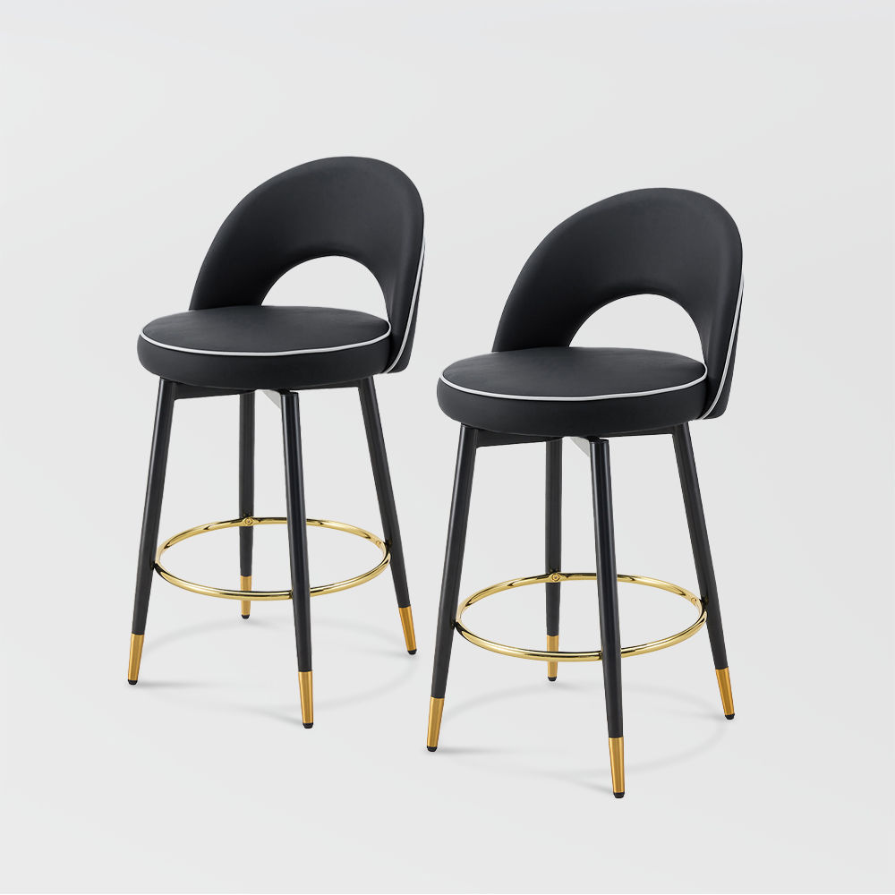 Metal Leg Black PU Leather Bar Stools