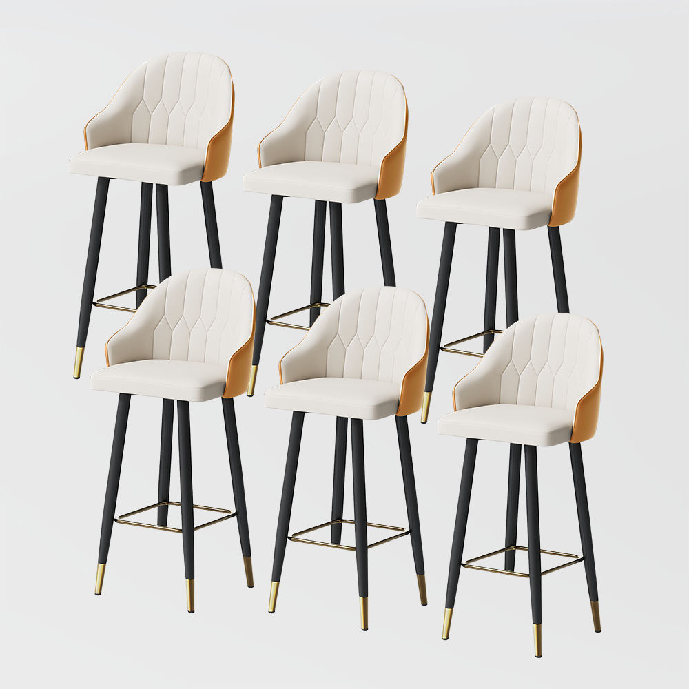 Metal Base Orange PU Leather Bar Stools