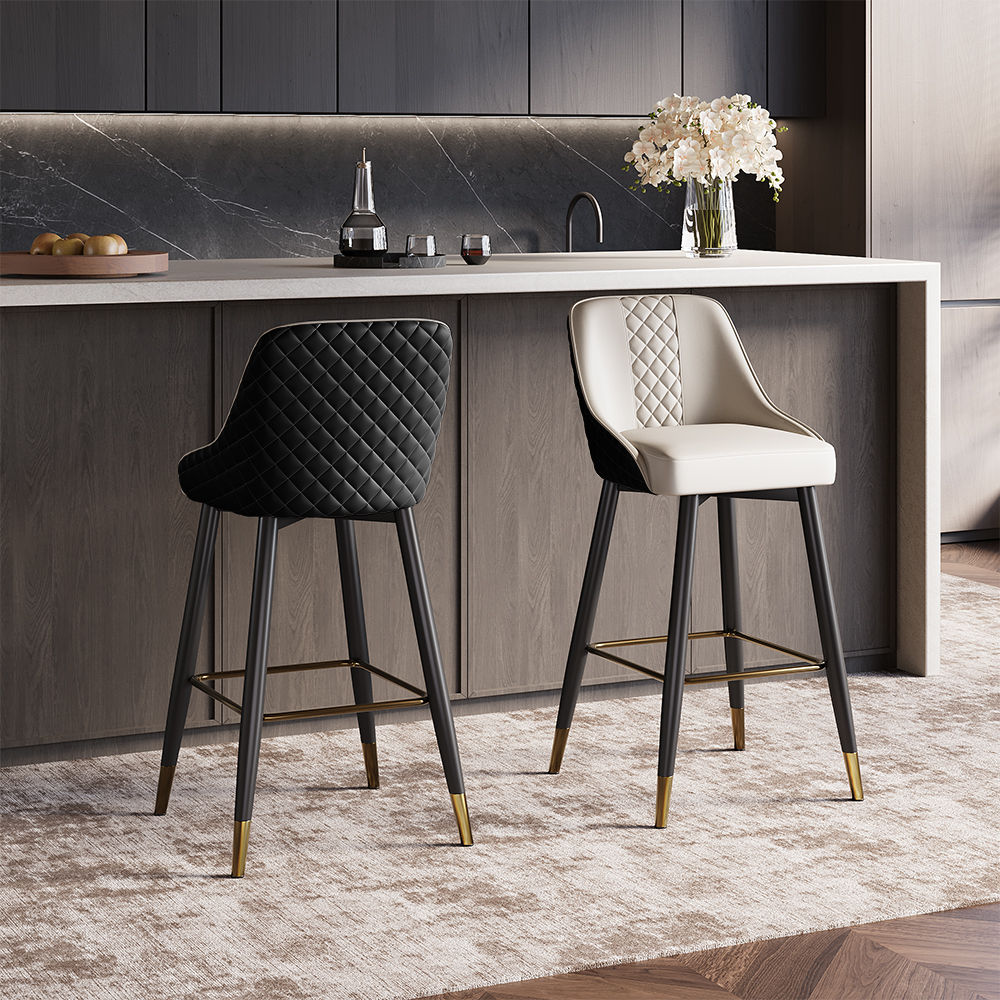 Partly Assemble Black PU Leather Bar Stools