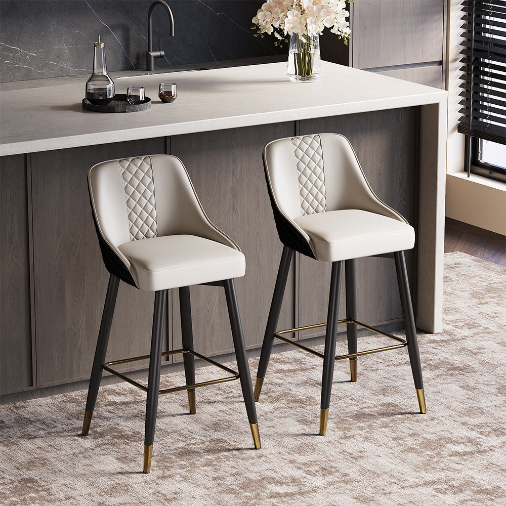 Modern Black PU Leather Bar Stools