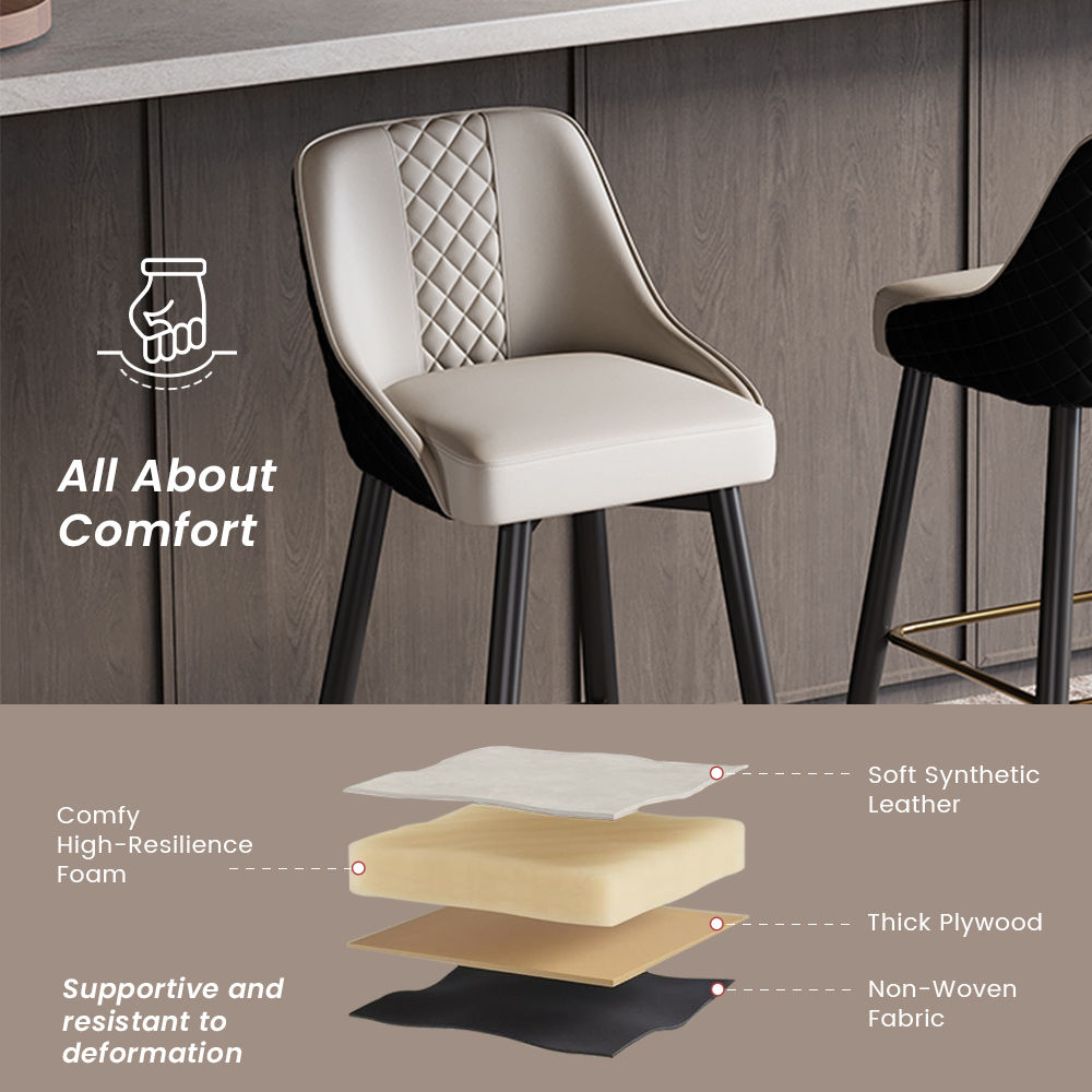Modern Black PU Leather Bar Stools