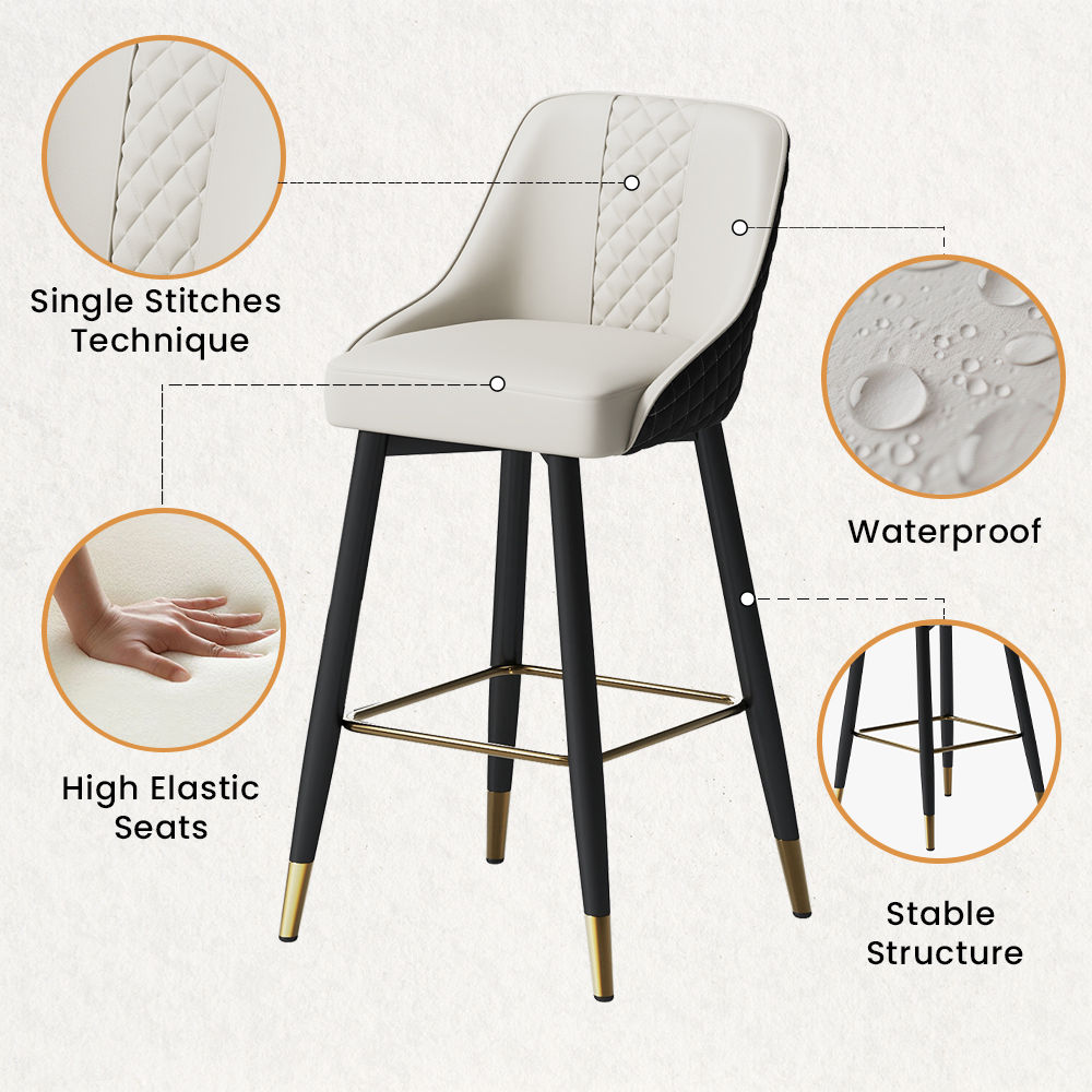 Partly Assemble Black PU Leather Bar Stools