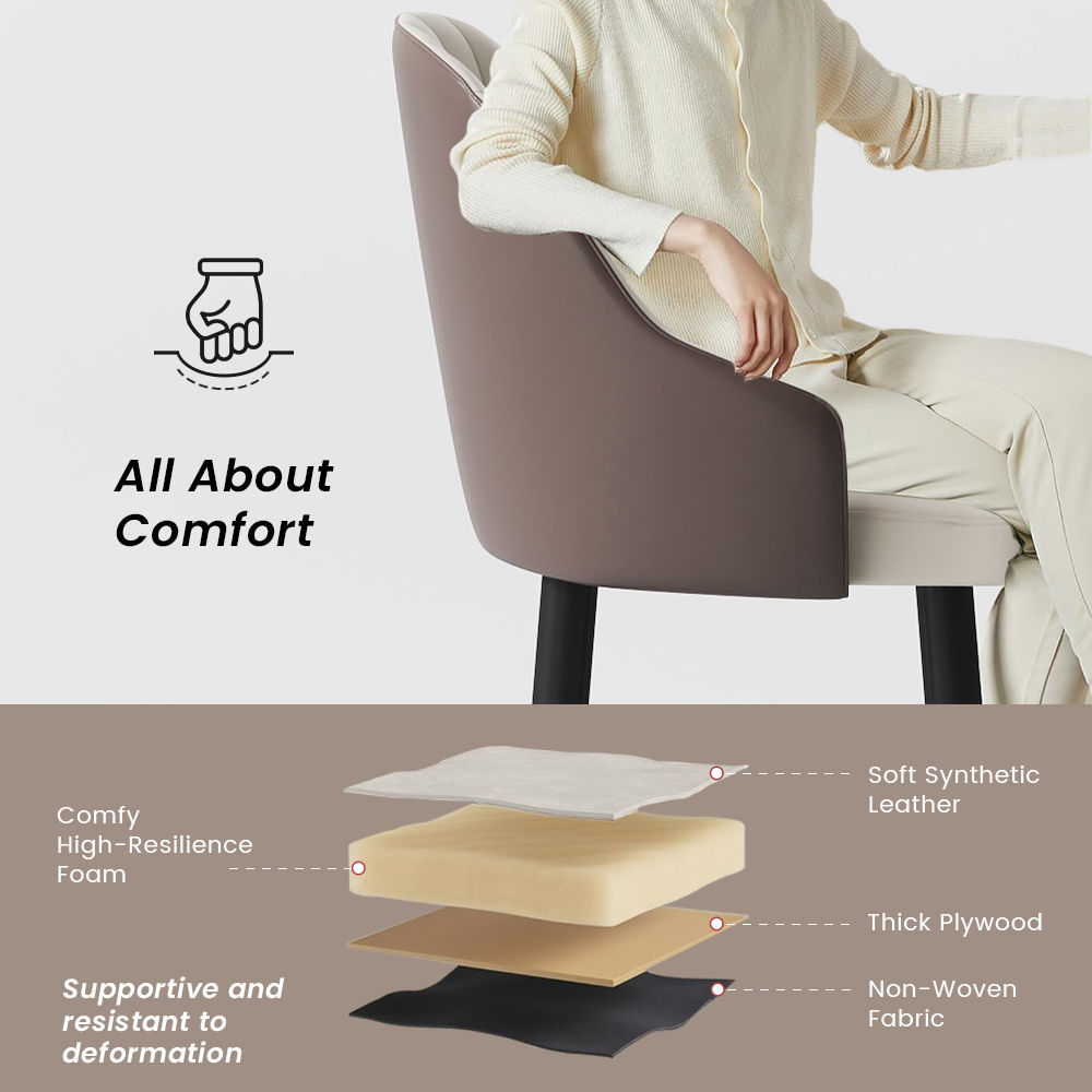 Modern Luxury Brown PU Leather Bar Stools