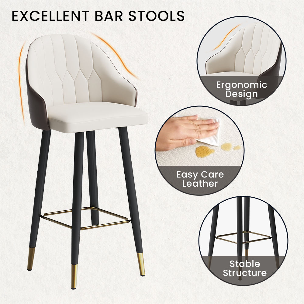 Partly Assemble Brown PU Leather Bar Stools