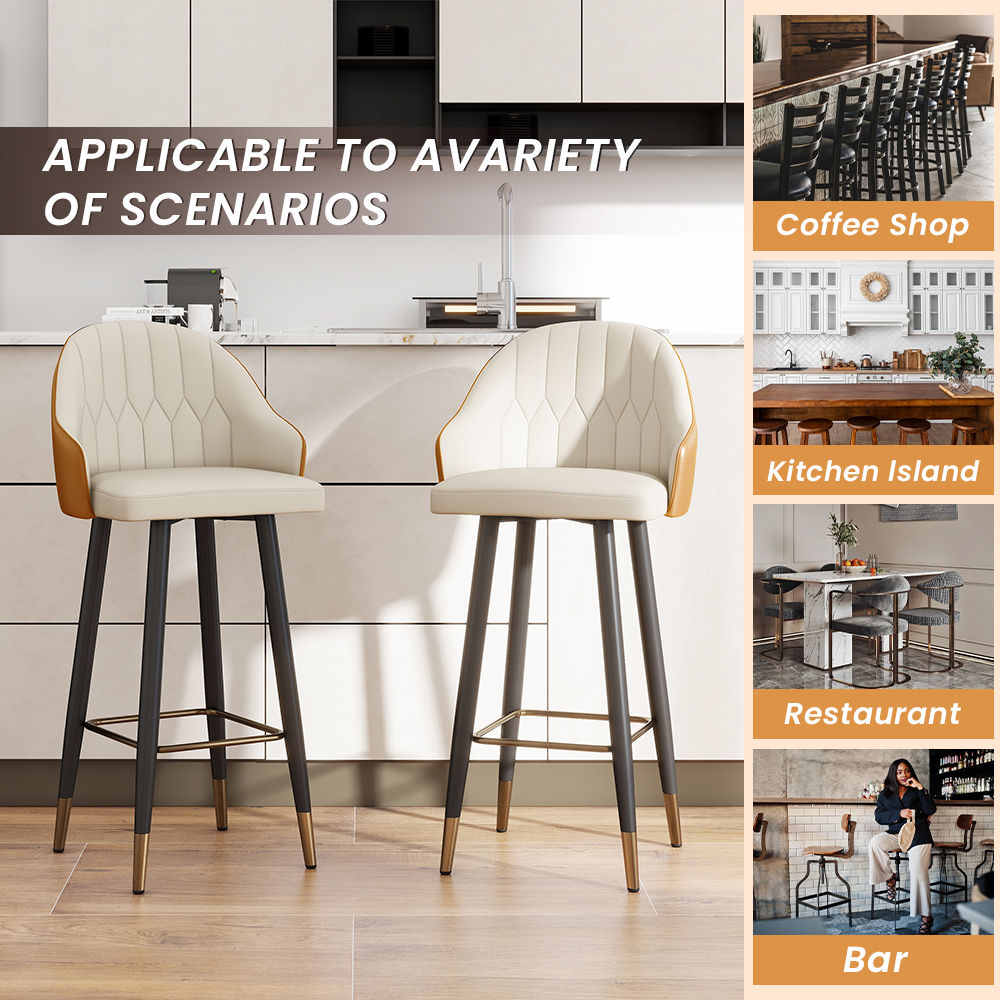 Partly Assemble Orange PU Leather Bar Stools