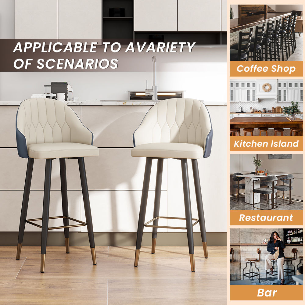 Modern Luxury Navy Blue PU Leather Bar Stools