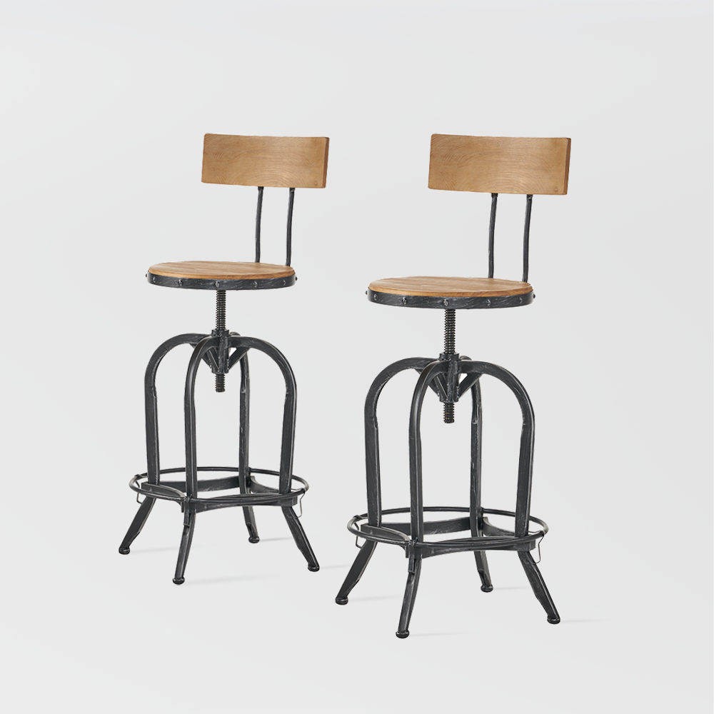 Solid Wood Wood & Black Solid Wood+Metal Bar Stools