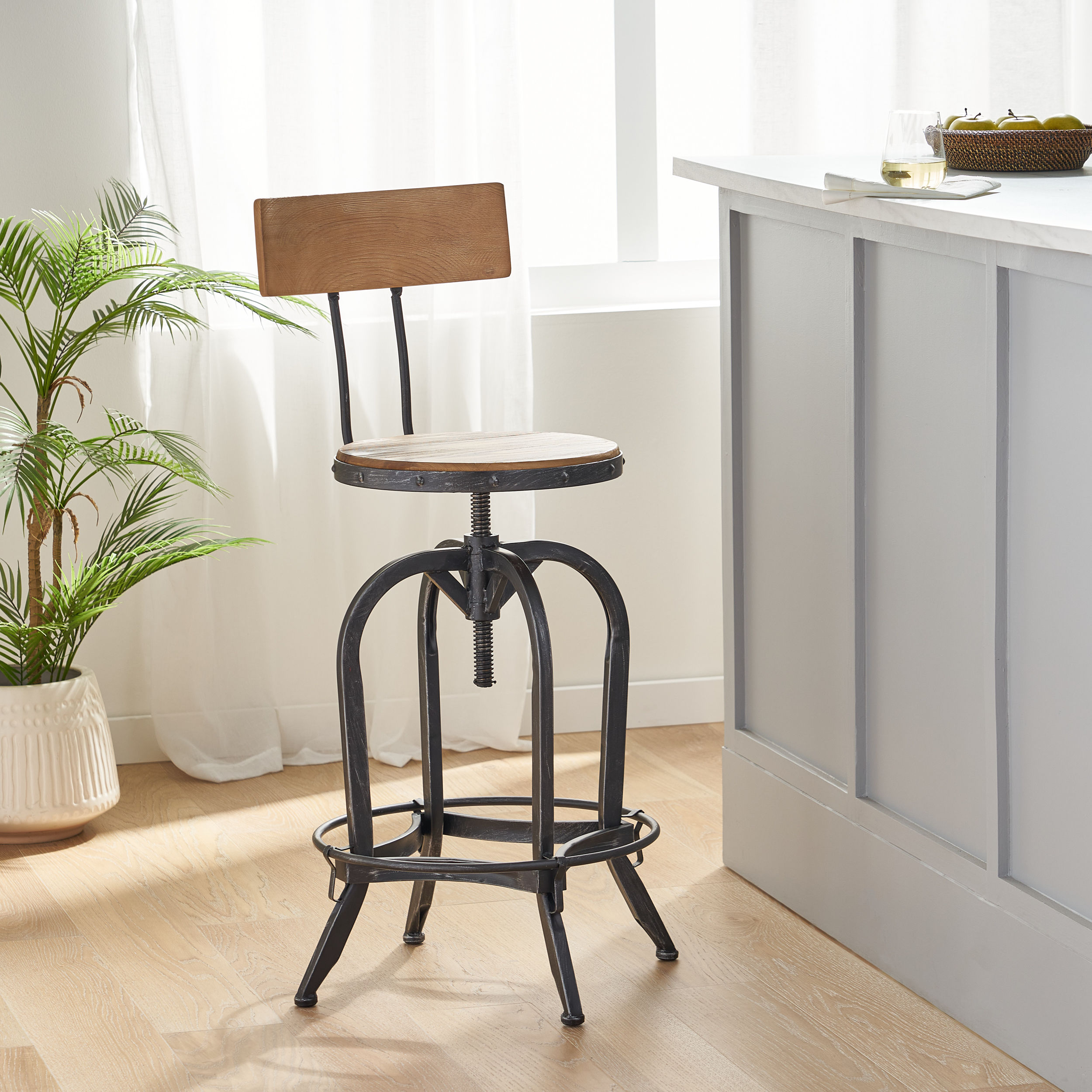 Solid Wood Wood & Black Solid Wood+Metal Bar Stools