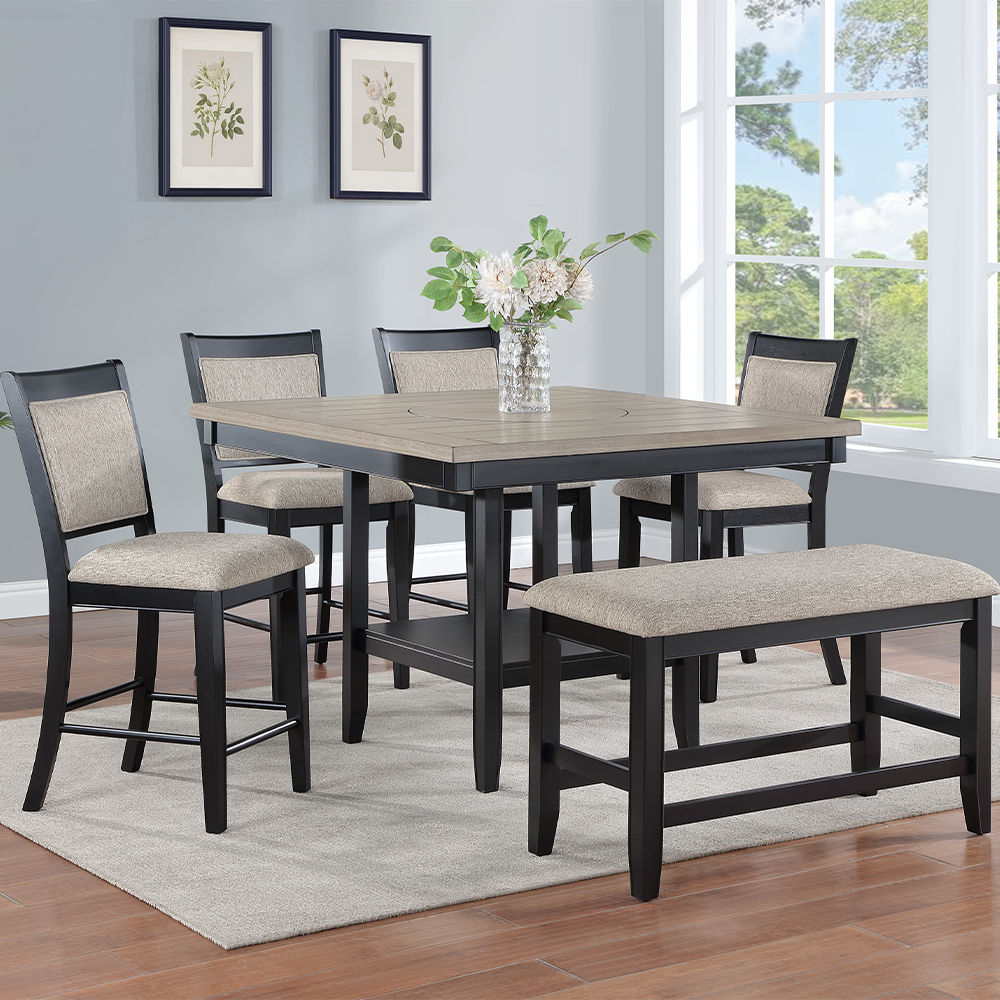Solid Wood Black & Gray Solid Wood Bar Stools