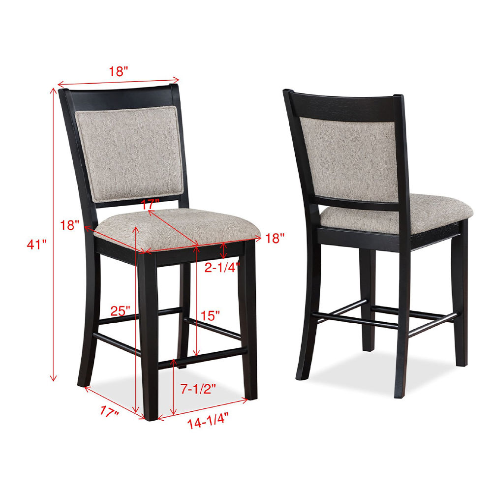 Solid Wood Black & Gray Solid Wood Bar Stools