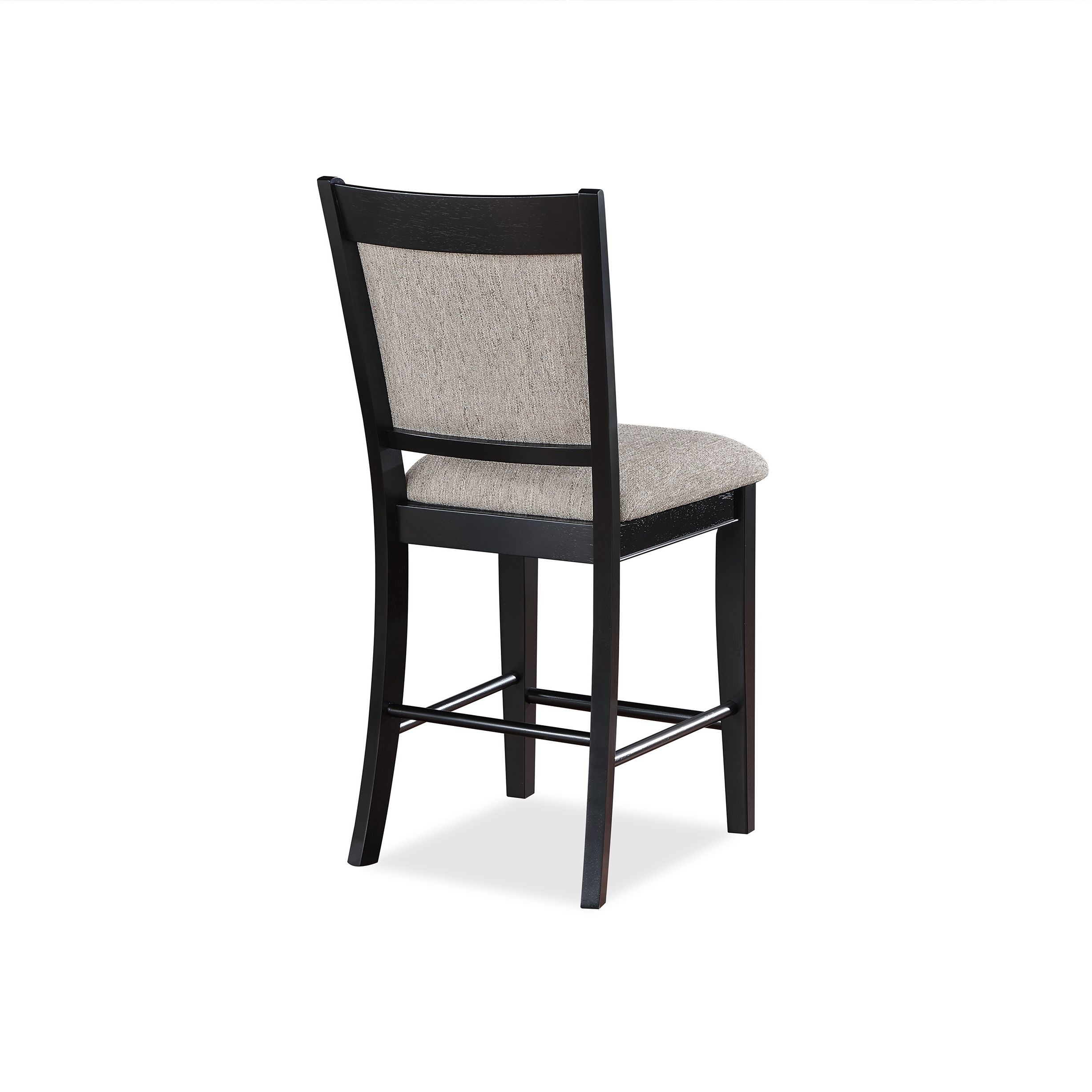 Partly Assemble Black & Gray Solid Wood Bar Stools