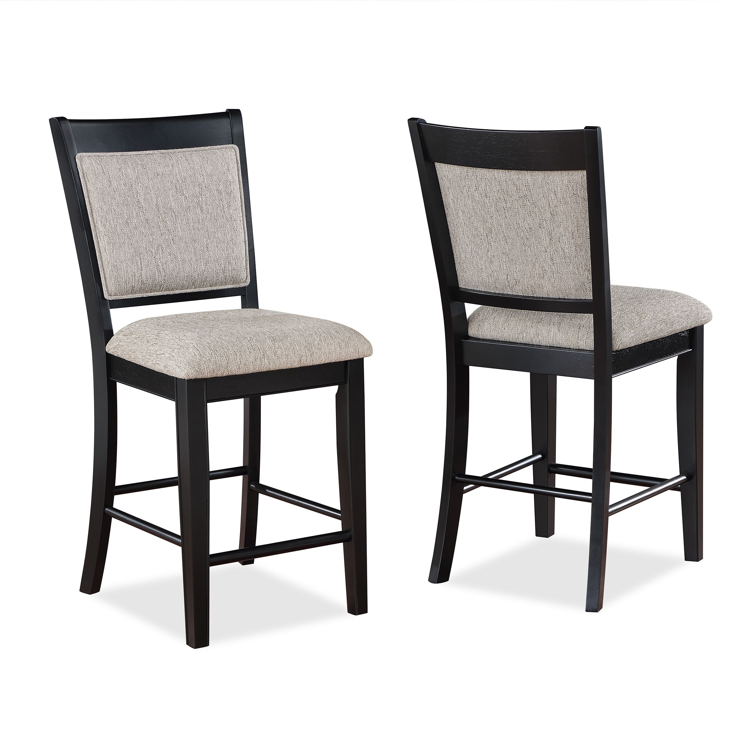 Solid Wood Black & Gray Solid Wood Bar Stools
