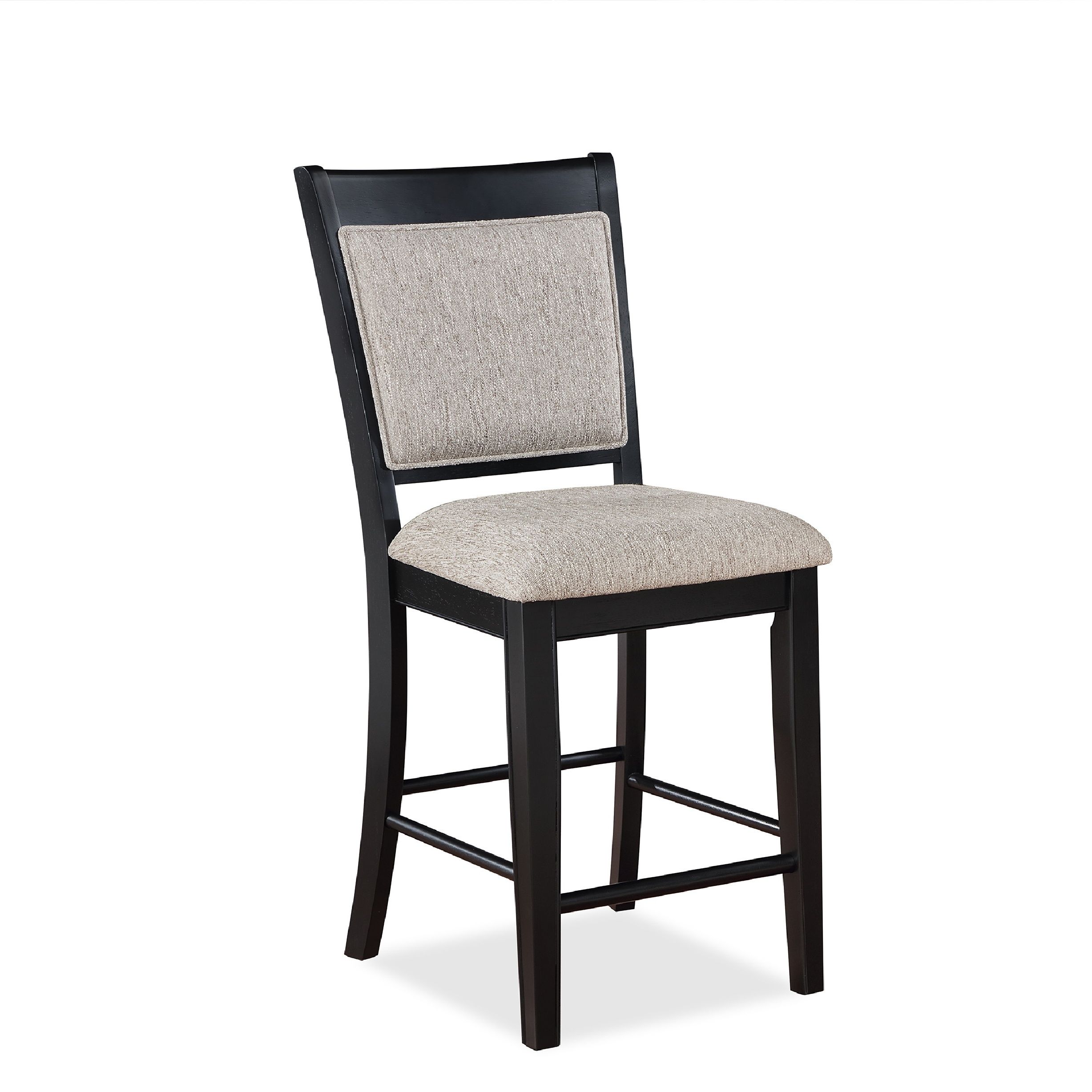 Partly Assemble Black & Gray Solid Wood Bar Stools
