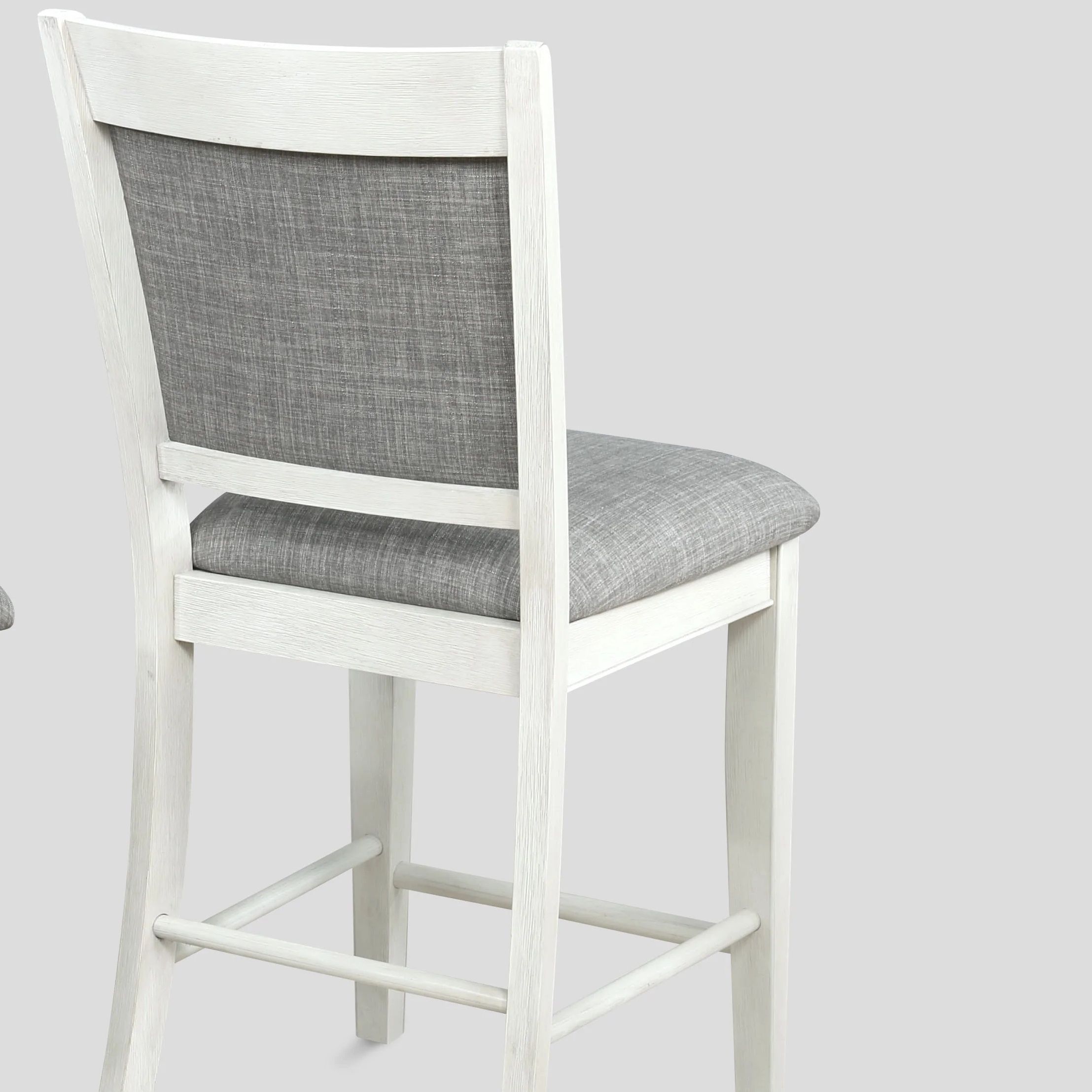 Partly Assemble White & Gray Solid Wood Bar Stools