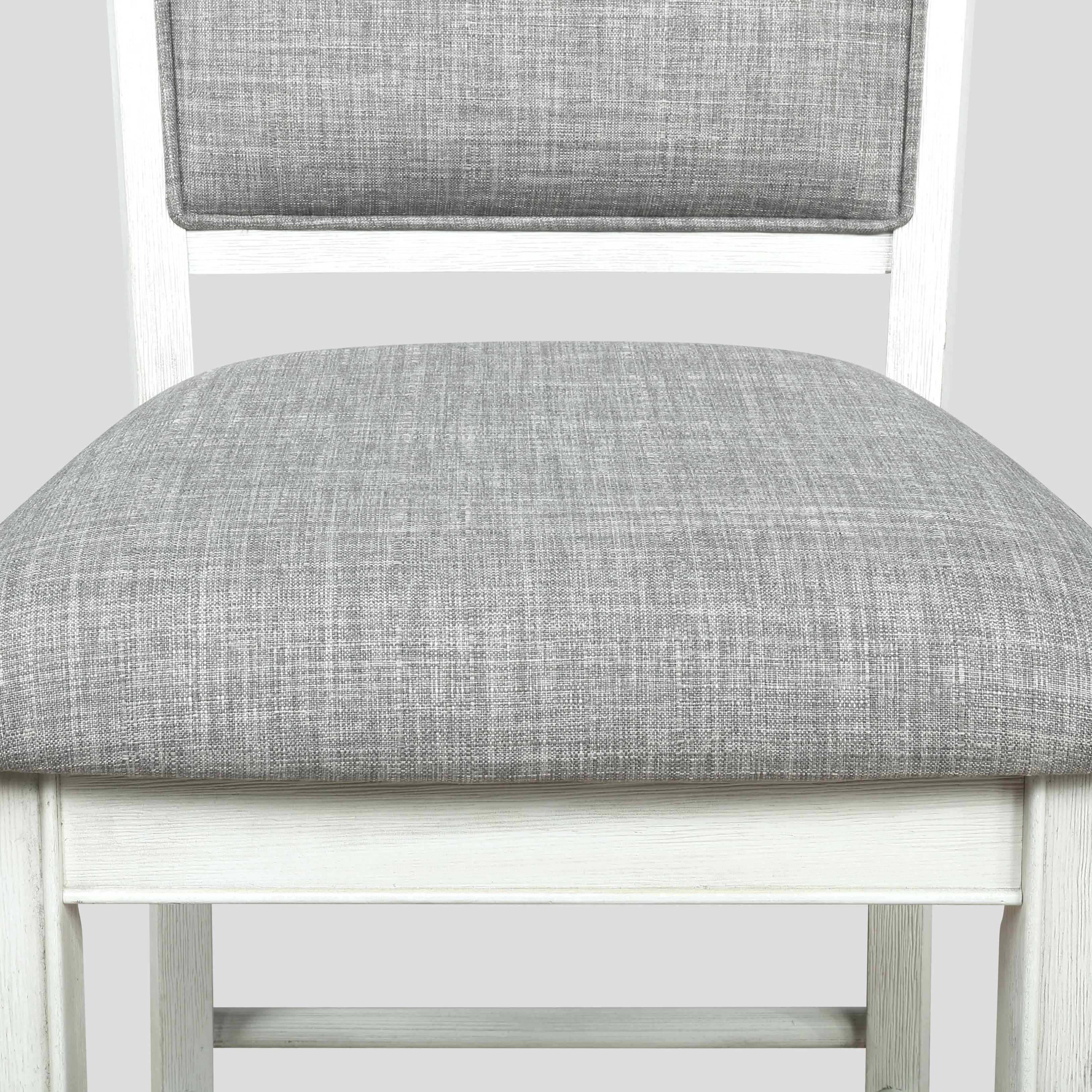 Partly Assemble White & Gray Solid Wood Bar Stools