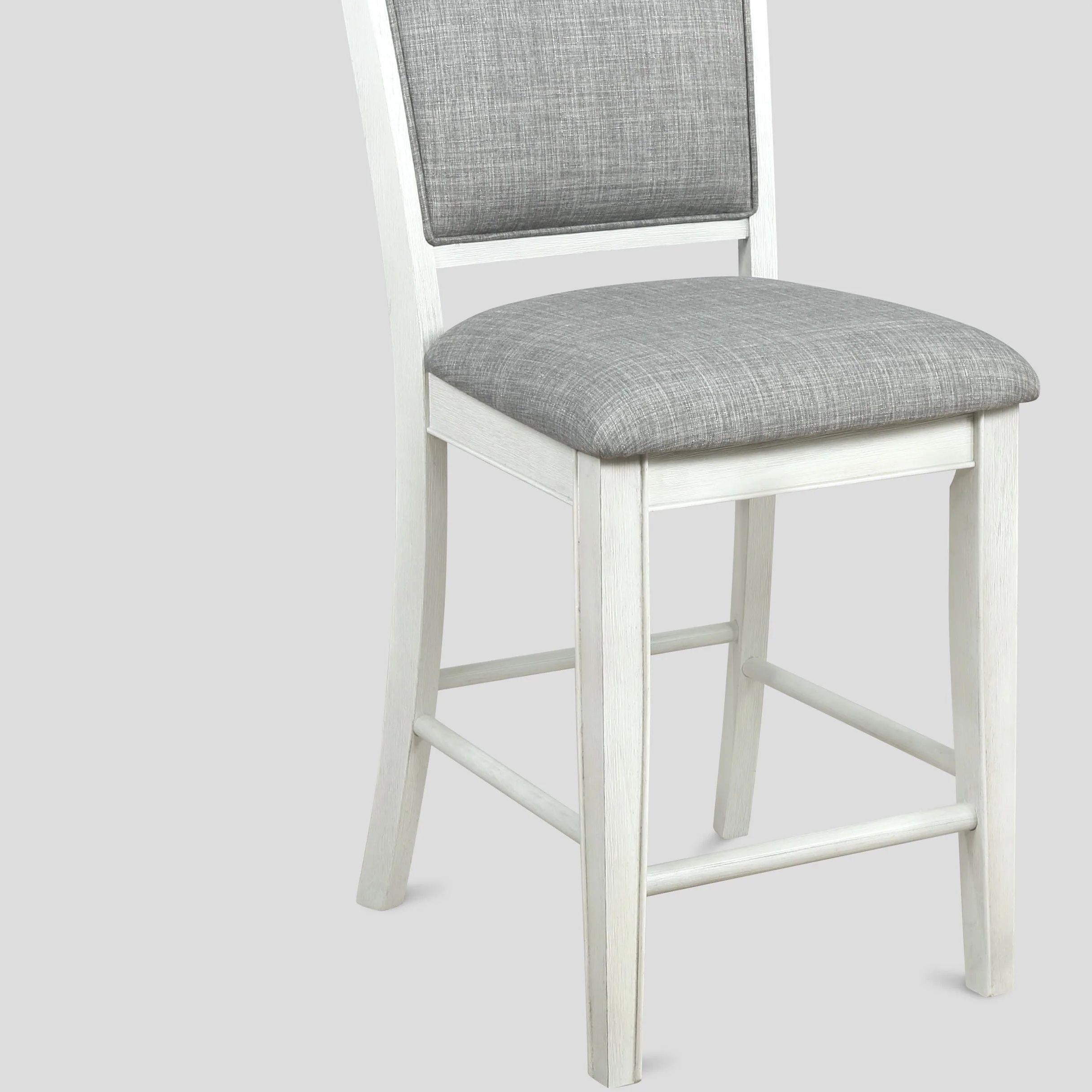 Wood Leg White & Gray Solid Wood Bar Stools