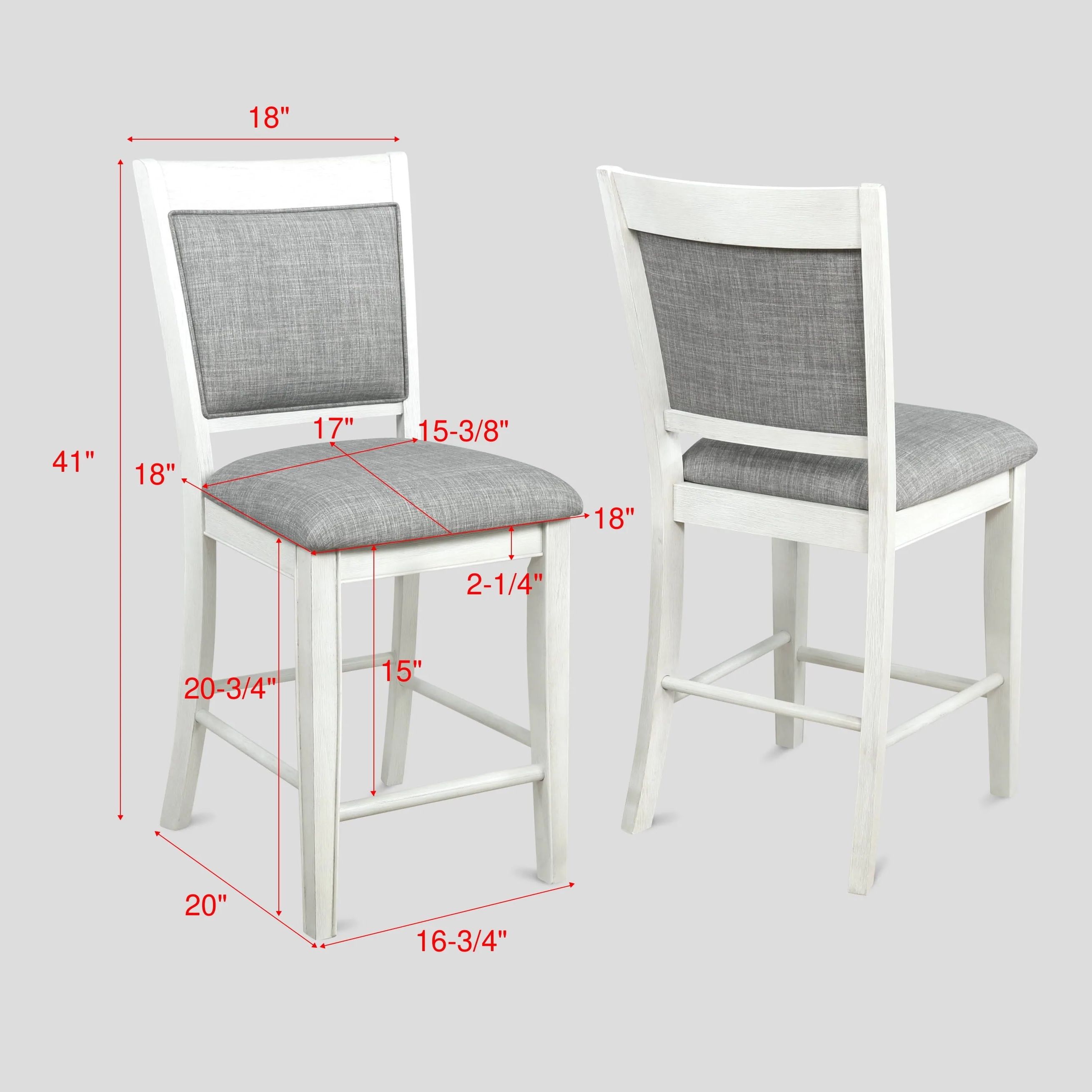 Wood Leg White & Gray Solid Wood Bar Stools