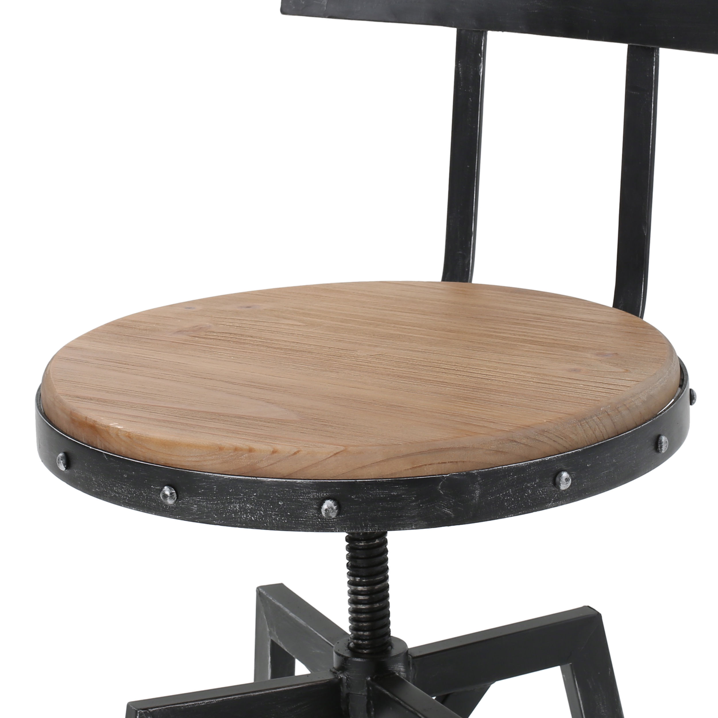 Partly Assemble Wood & Black Wood+Metal Bar Stools