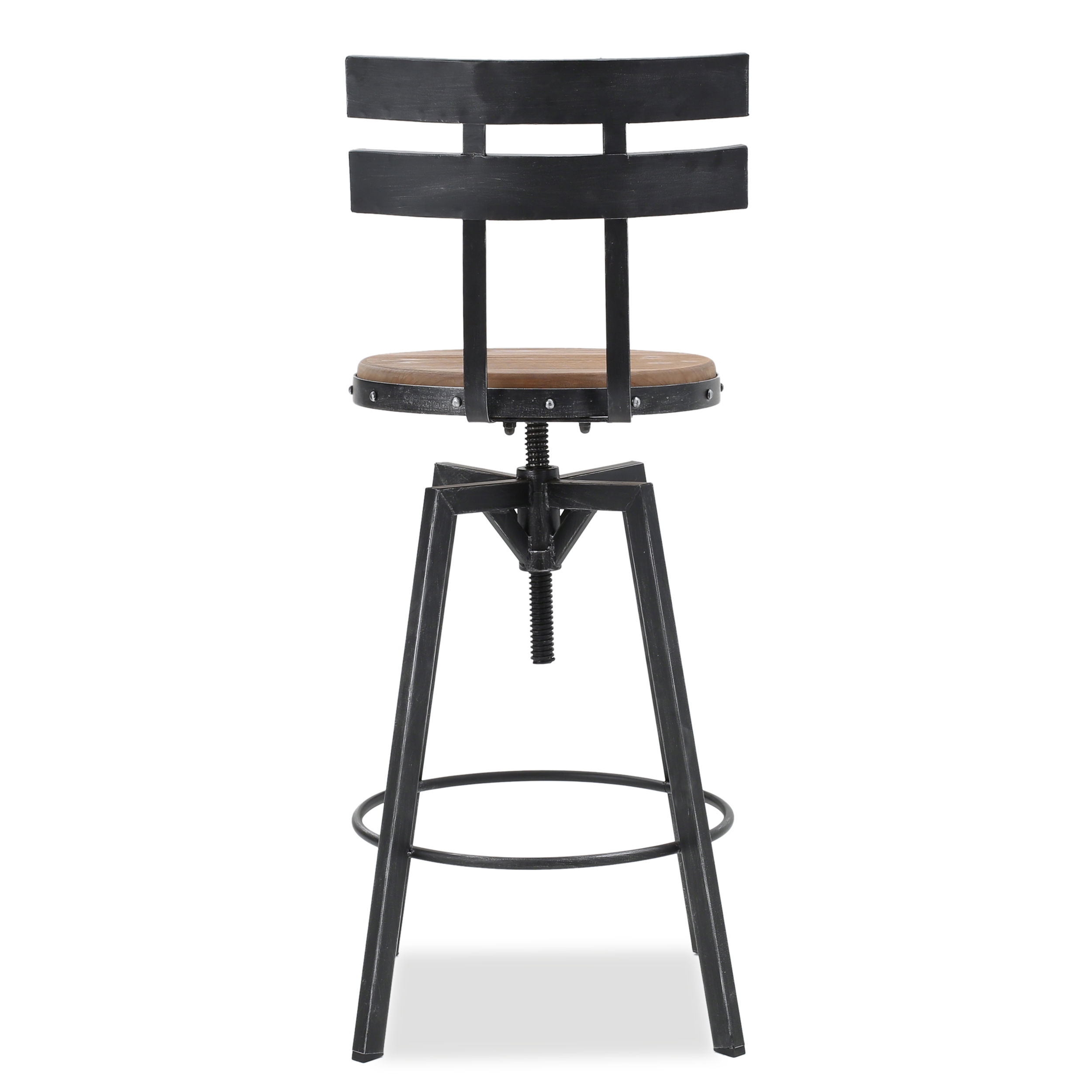 Partly Assemble Wood & Black Wood+Metal Bar Stools
