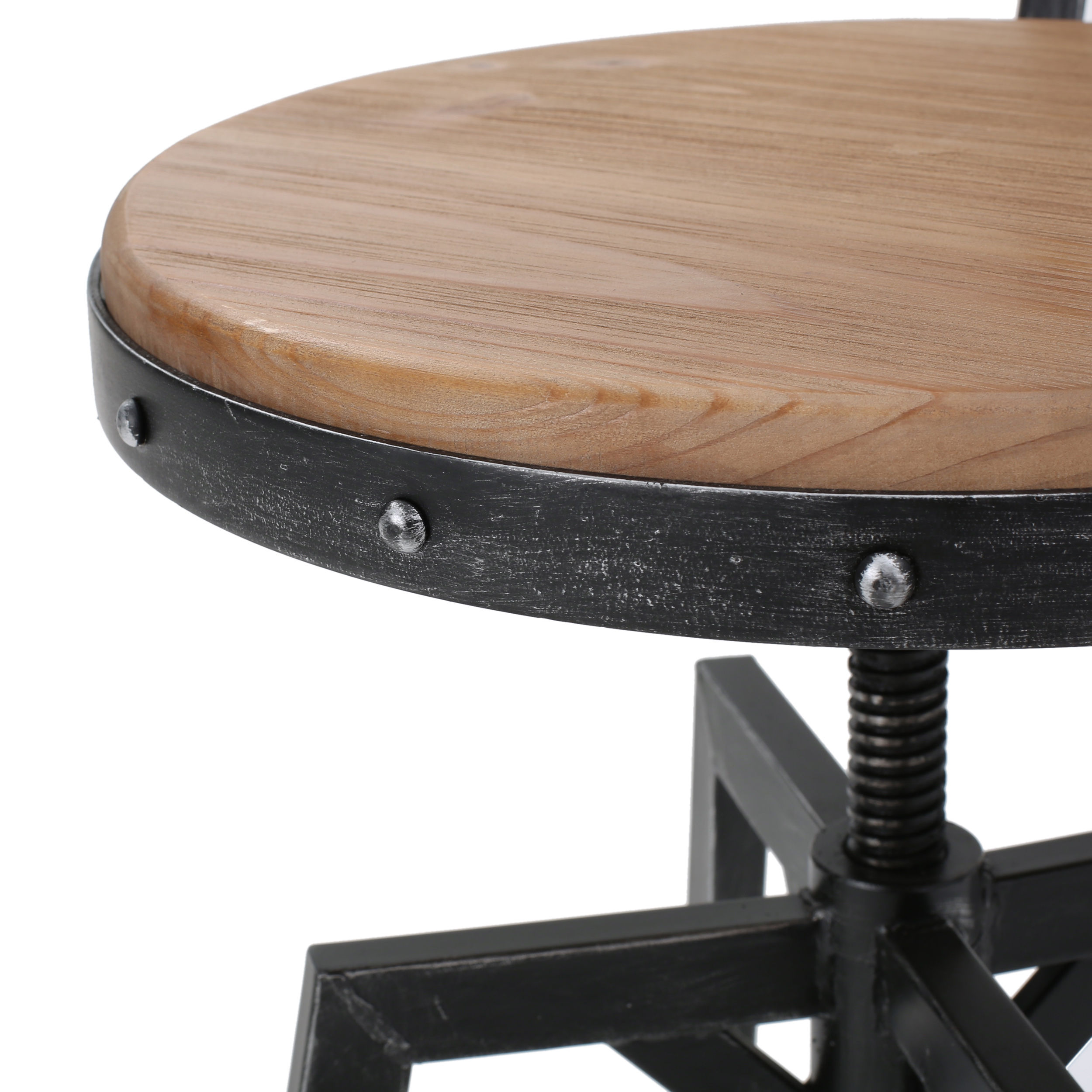Partly Assemble Wood & Black Wood+Metal Bar Stools