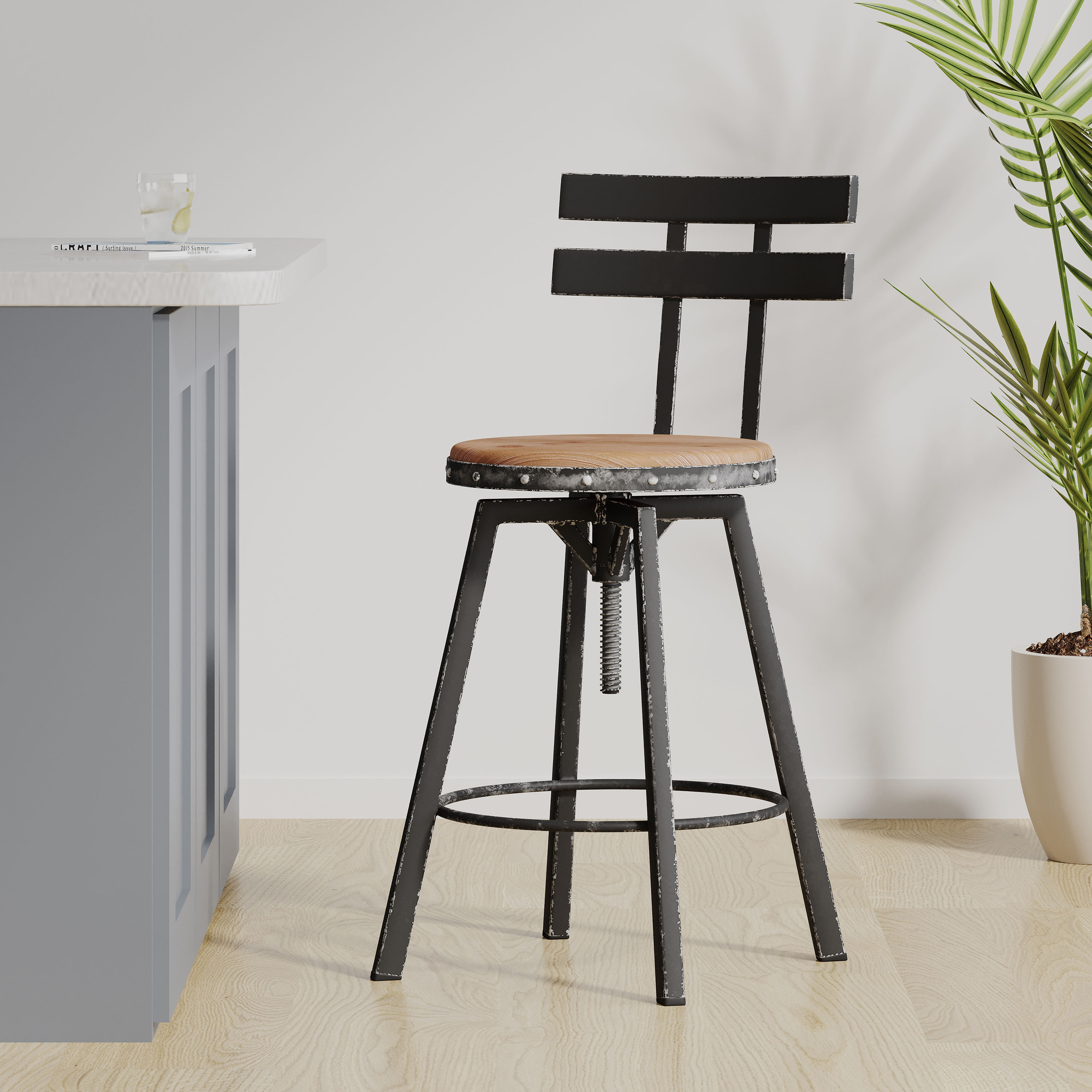 Wood Wood & Black Wood+Metal Bar Stools