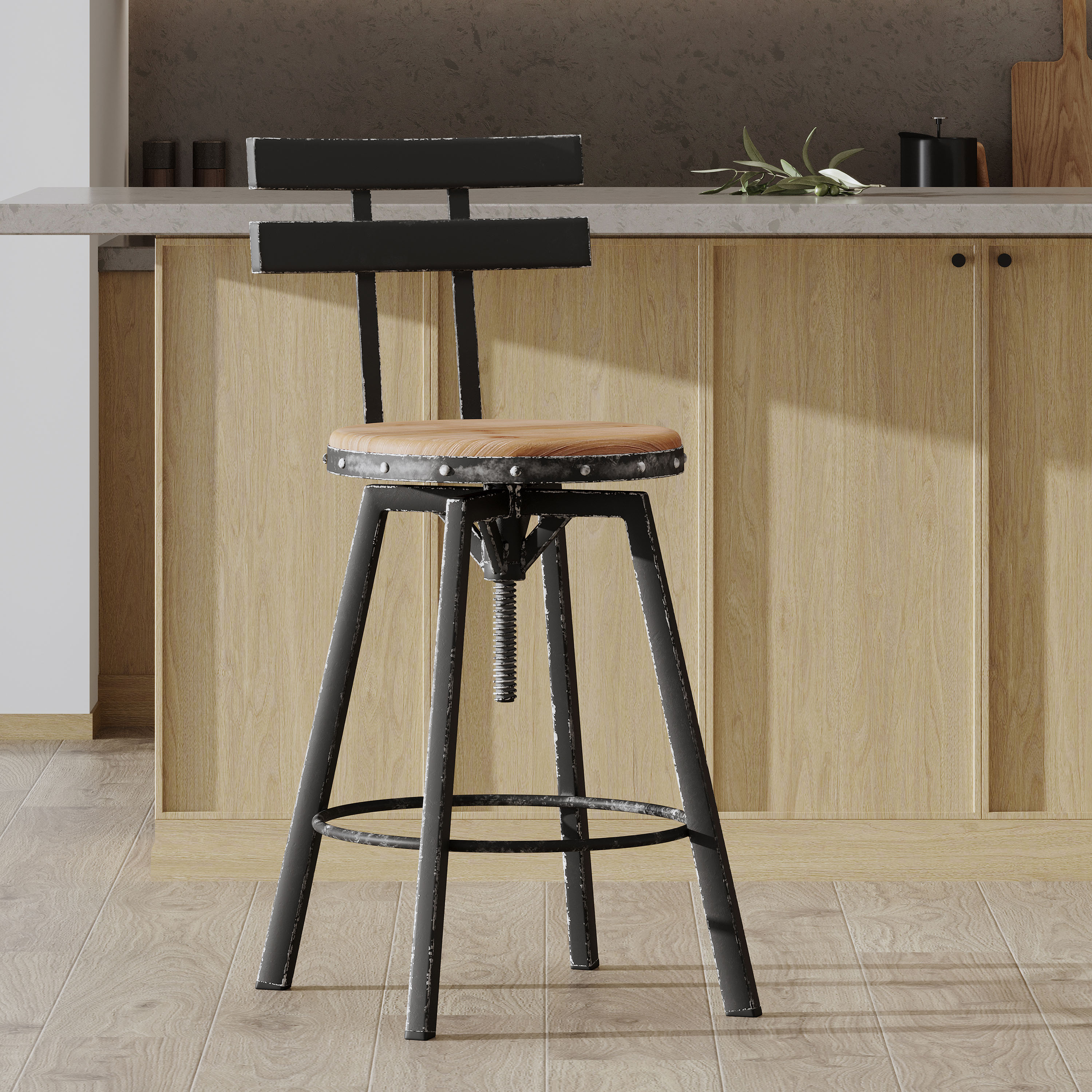 Metal Leg Wood & Black Wood+Metal Bar Stools