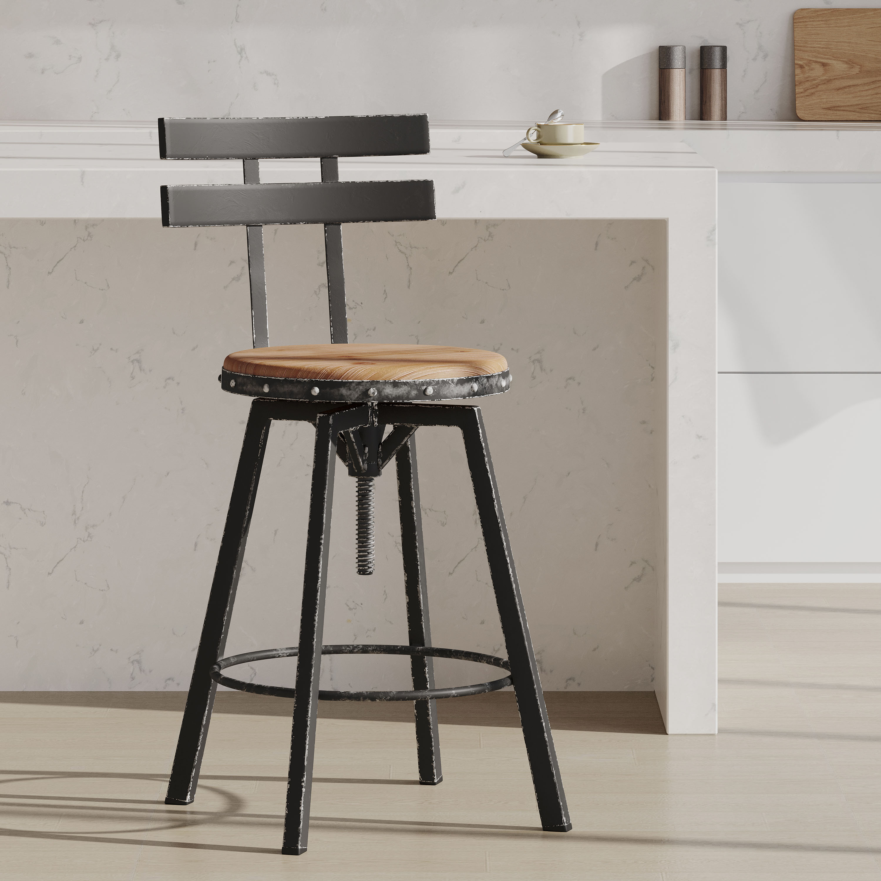 Metal Leg Wood & Black Wood+Metal Bar Stools