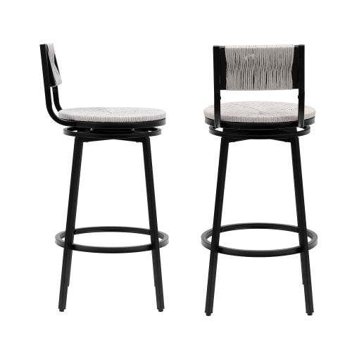 for 6 Black & Gray Paper Rope & Iron Bar Stools