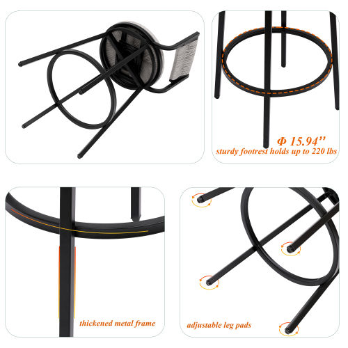 for 6 Black & Gray Paper Rope & Iron Bar Stools