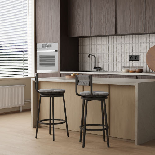 Metal Leg Black & Gray Paper Rope & Iron Bar Stools