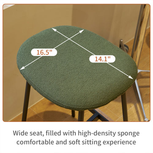 Partly Assemble Green Fabric &Metal Bar Stools