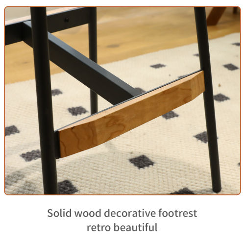 Solid Wood Green Fabric &Metal Bar Stools