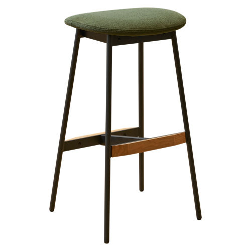 Partly Assemble Green Fabric &Metal Bar Stools