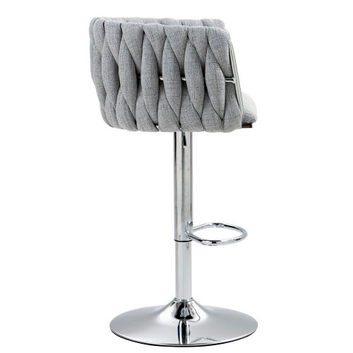 Partly Assemble Gray Fabric Bar Stools
