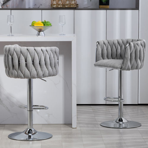 Metal Leg Gray Fabric Bar Stools