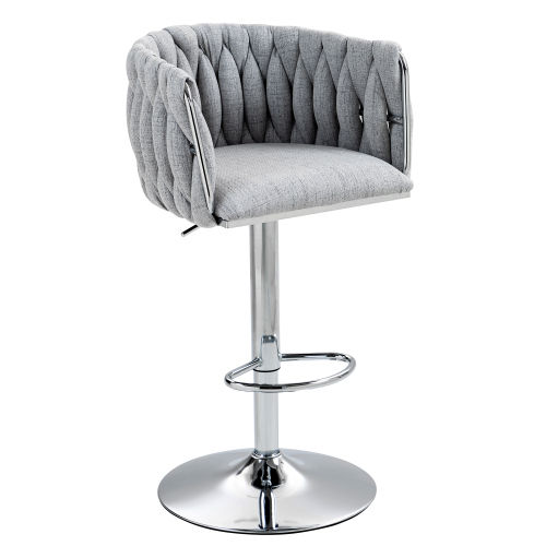 Metal Leg Gray Fabric Bar Stools