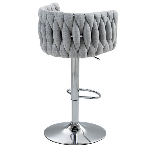 Adjustable Height Gray Fabric Bar Stools