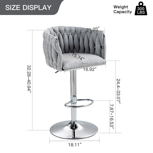 Partly Assemble Gray Fabric Bar Stools