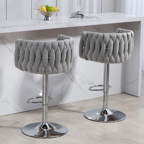 Partly Assemble Gray Fabric Bar Stools