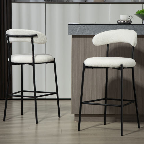 Fabric White Fabric &Metal Bar Stools