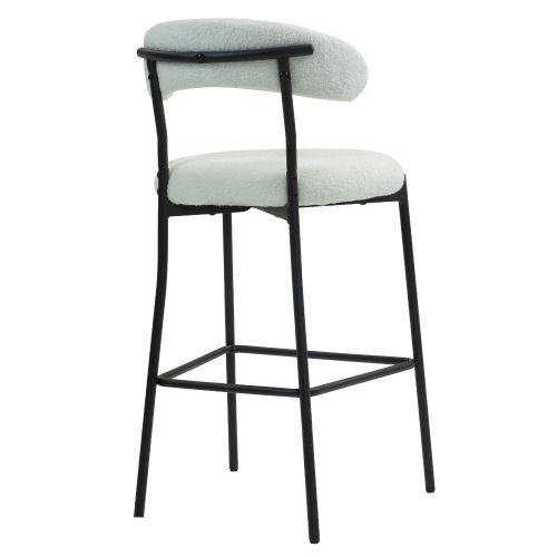 2 Seaters White Fabric &Metal Bar Stools