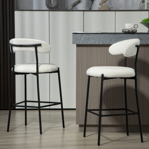 Metal Leg White Fabric &Metal Bar Stools
