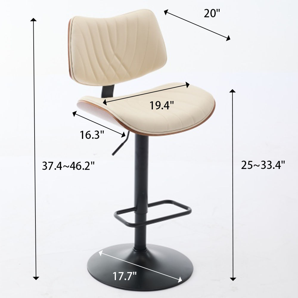 for 4 Walnut & Beige PU Leather Bar Stools