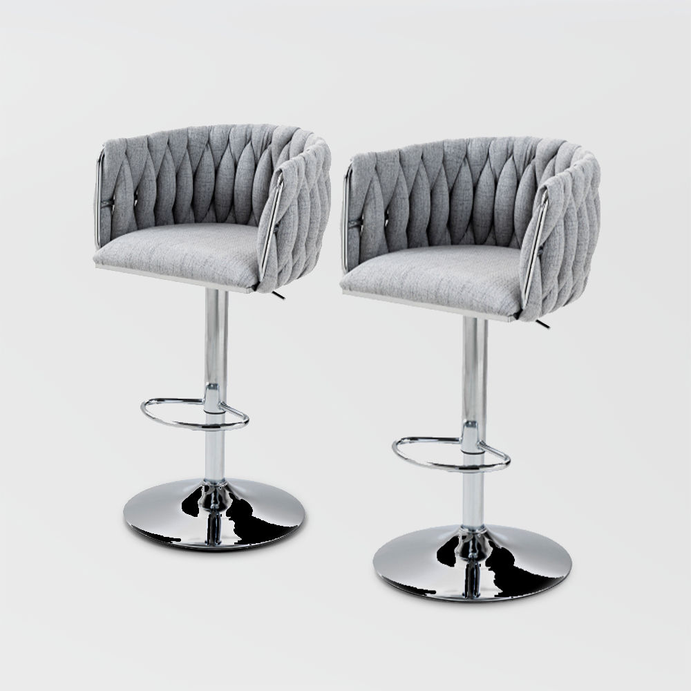 Metal Leg Gray Fabric Bar Stools