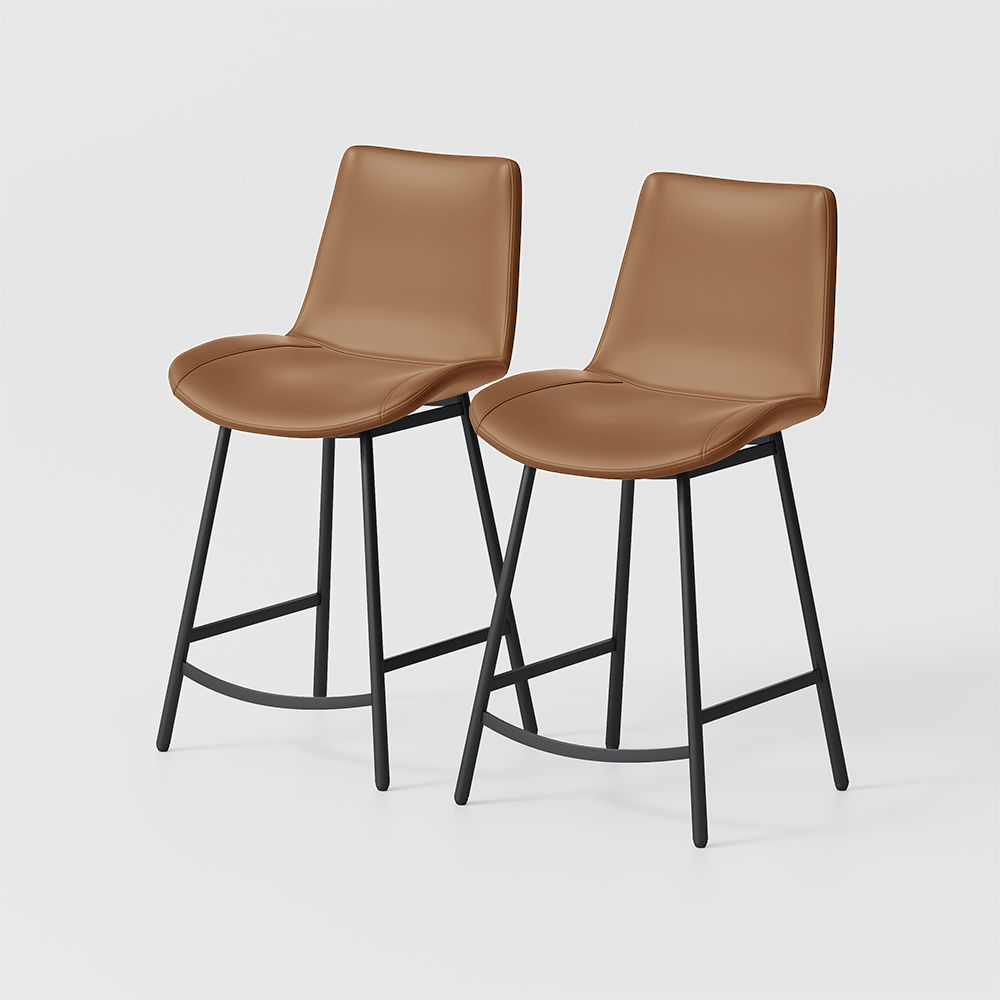 Modern Brown PU Leather Bar Stools