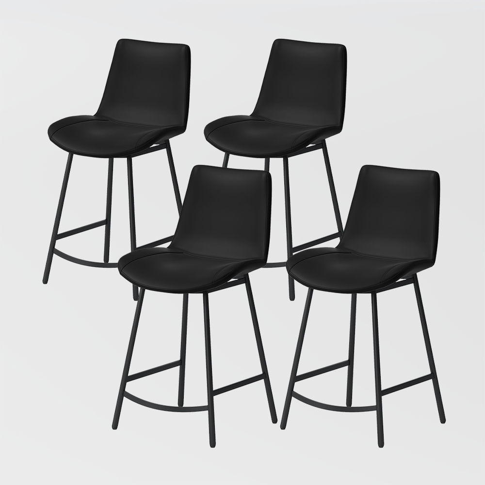 Partly Assemble Black PU Leather Bar Stools