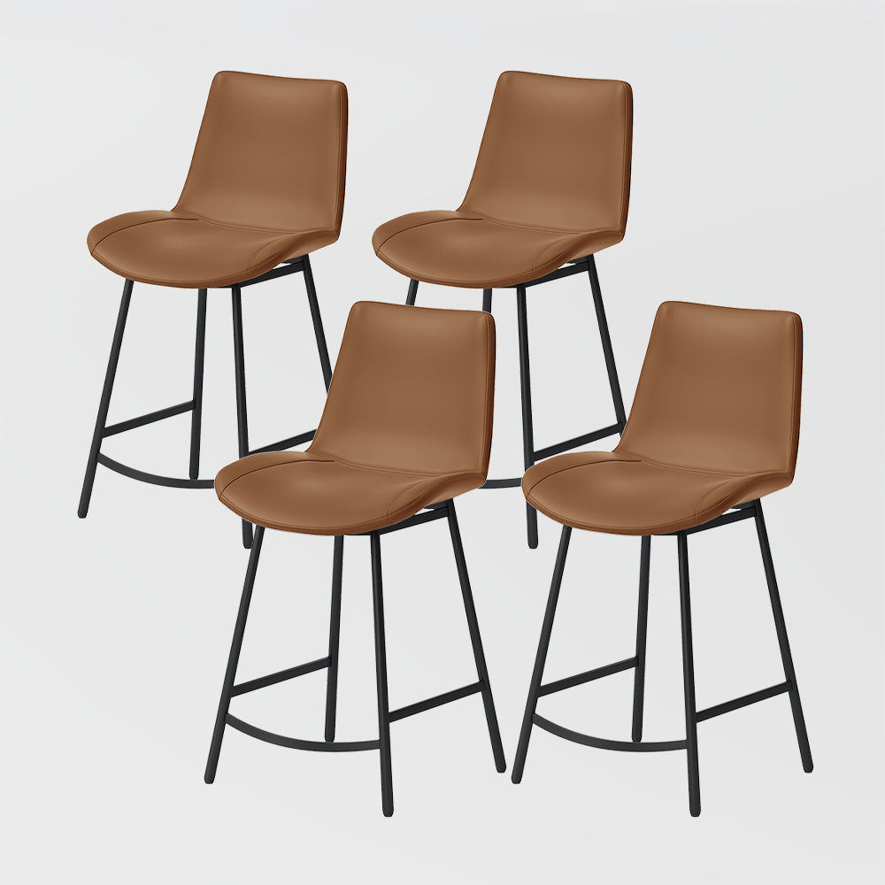 Leather Brown PU Leather Bar Stools