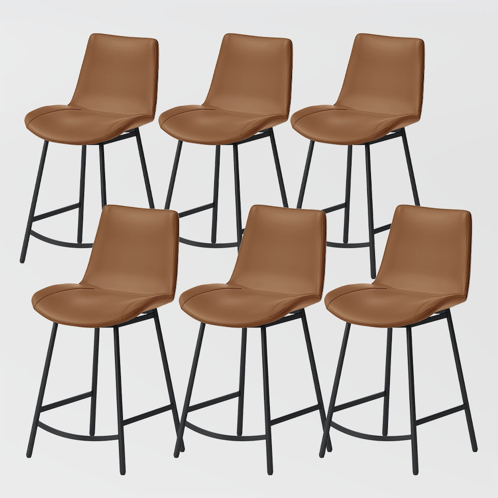 Modern Brown PU Leather Bar Stools